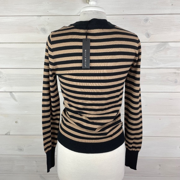 Willi Smith brown and black striped long sleeve cardigan sweater - Picture 4 of 6